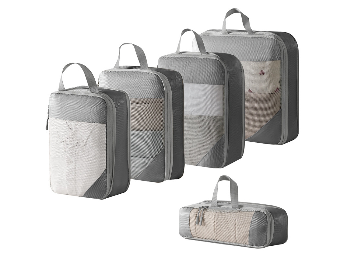 EIFSON - Juego de 5 organizadores de bolsos de malla comprimida (gris)