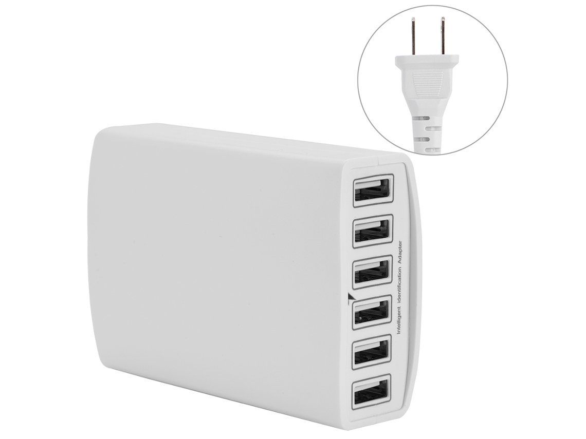 Cargador De Teléfonos Usb (6 Puertos De Alta Potencia, Carga Rápida Con Identificación Inteligente)