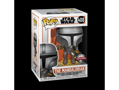 FUNKO POP! Star Wars The Mandalorian #408 The Mandalorian with Gun (Flying Jet) Exclusivo