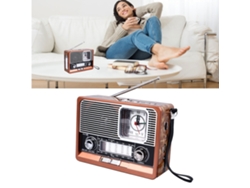Radio retro AM/FM/SW con sonido nítido, reloj multifuncional, linterna y Bluetooth, ideal para viajes y exteriores. Viewleaf