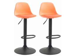 Juego de 2 taburetes de bar de plástico Kiel negro/naranja Clp