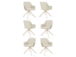 Sillas De Comedor Goeurvant 1437(pack De 6, Beige, Tela)