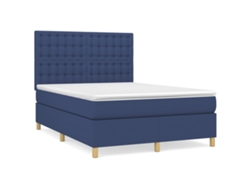 Maison Exclusive - Cama Box Spring Con Colchón Tela Azul 140x190 Cm