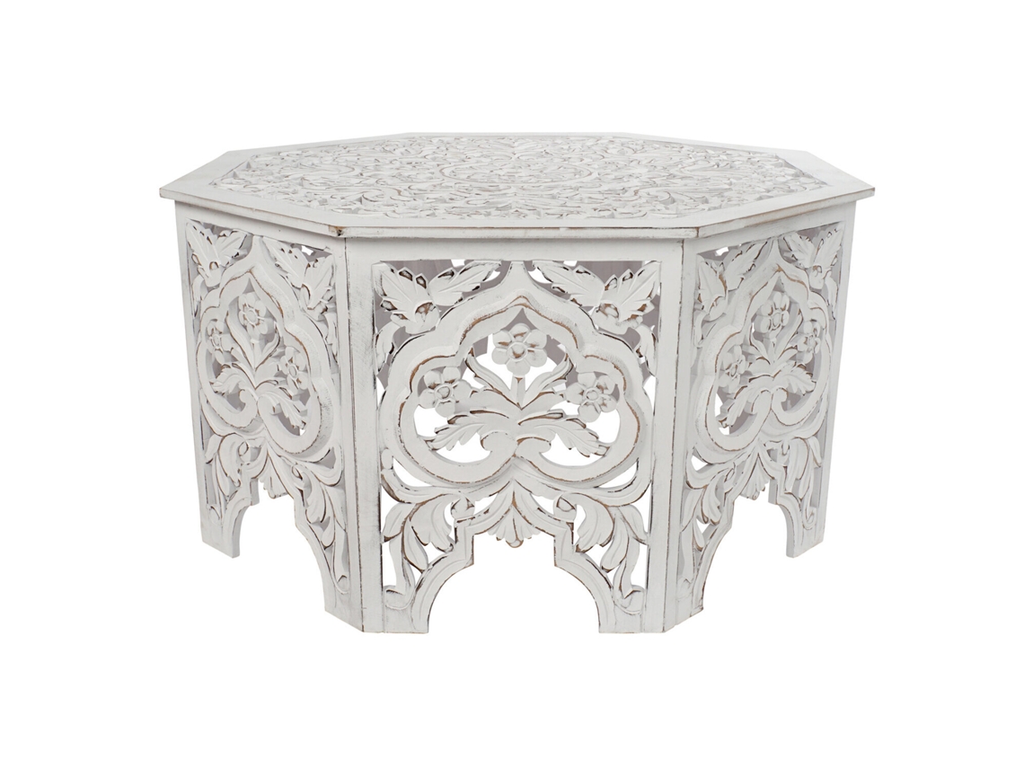 Mesa Centro Mdf Envejecido Blanco 84x84x46cm