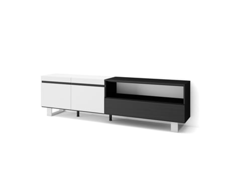 Mueble TV Televisión 200x57x35cm Para TV hasta 80 Diseño industrial Blanco y negro