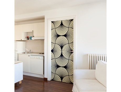 Adhesivo de Puerta PLAGE Adhesivo de Guisante Blanco sobre Fondo Verde para Puertas por Wsh 204 cm X 83 cm