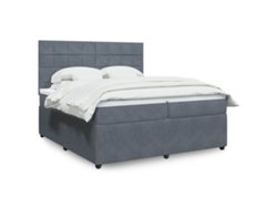 Cama Box Spring Con Colchón Terciopelo Gris Oscuro 200x200 Cm