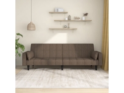 Sofá Cama De 2 Plazas Con Dos Almohadas Tela Gris Taupe
