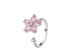 Anillo Giratorio Anti-estrés Chrui Flor Cristal Rosa Ajustable (cobre)