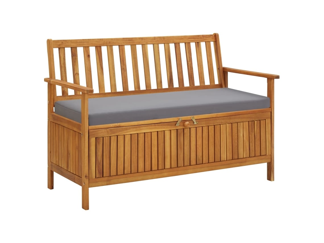 Banco de almacenamiento de jardín de 120 cm de madera maciza de acacia Dkd Home Decor