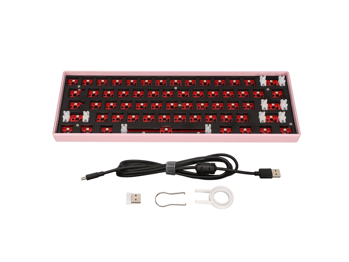 Kit De Bricolaje Para Teclado Mecánico De 61 Teclas, Inalámbrico 2.4g, Bluetooth 3.0, 5.0, Con Cable, Usb Tipo C, Rgb, Rosa.