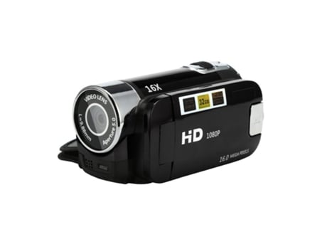 Filmadora Pantalla LCD de 2,7 pulgadas Zoom digital 16X portátil Negro Enchufe de la UE