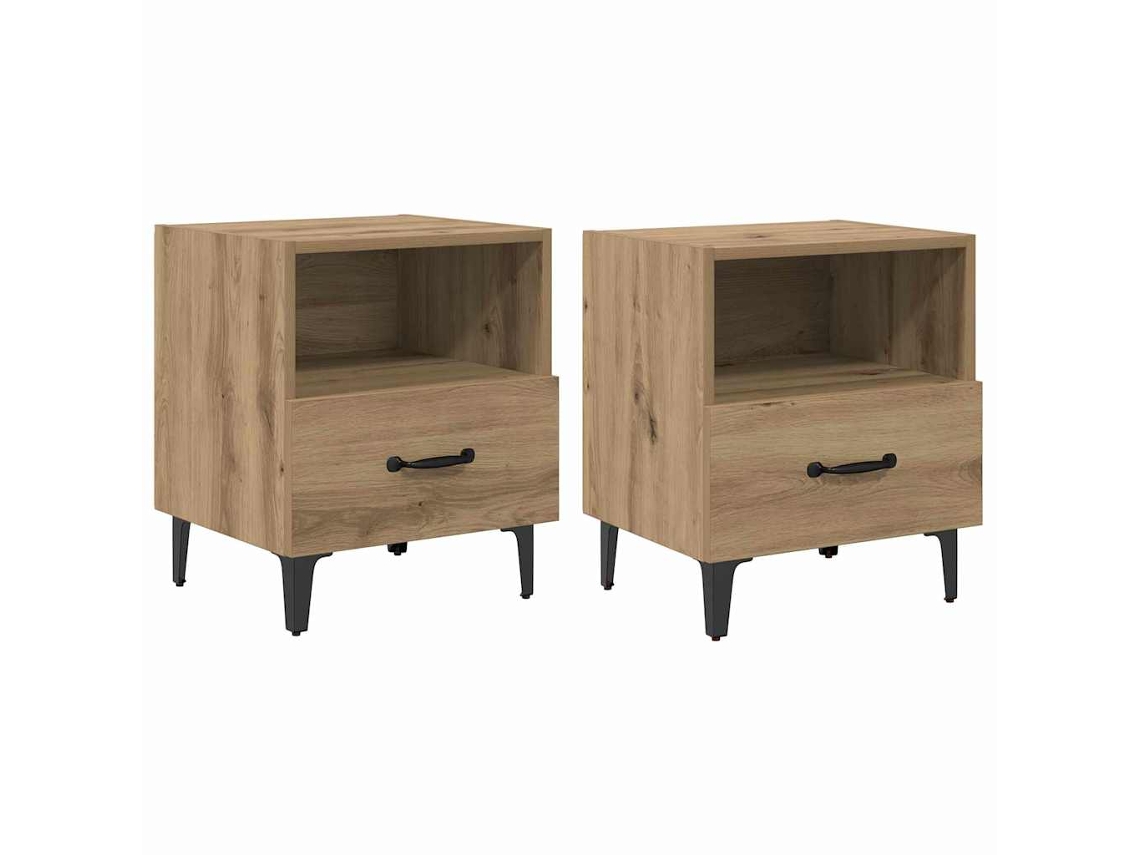 Maison Exclusive - Armario De Noche 2 Pcs Roble Artesanal 40 X 35 X 47,5 Cm