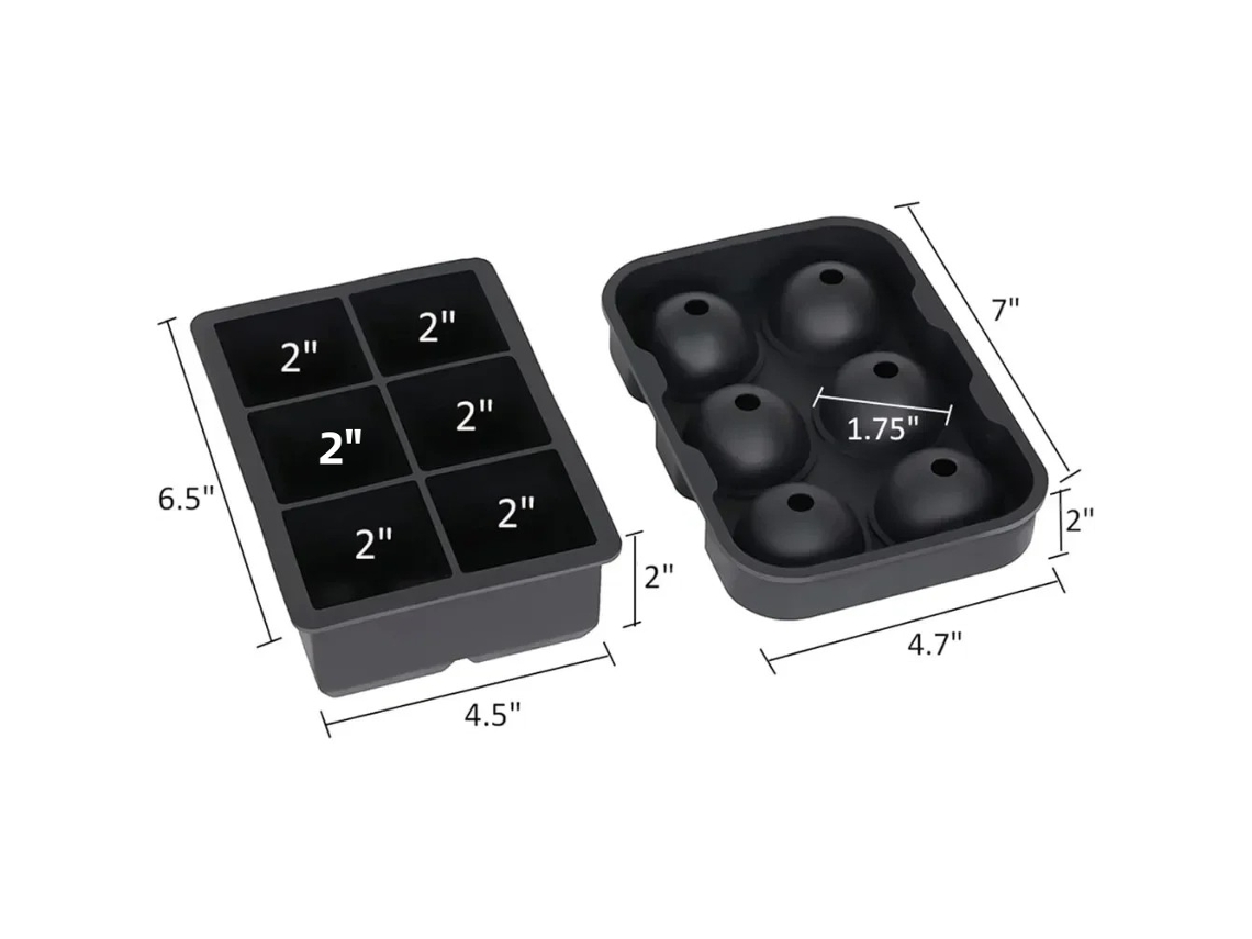 Juego de 2 piezas: Máquina de hielo con 6 compartimentos para cubitos de hielo redondos y cuadrados, mantiene los cubitos fríos. MDUG