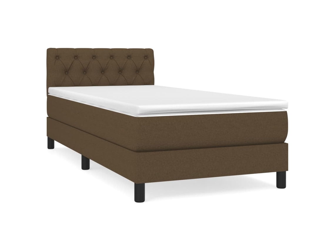 Maison Exclusive - Cama Box Spring Con Colchón Tela Marrón Oscuro 80x200 Cm