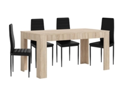 Mesa Extensible de Comedor o Cocina Cambria 4 Sillas en Polipiel/metal Negro SALDOSYSTOCKS