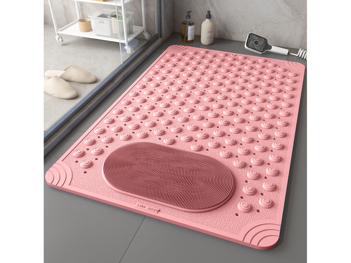 Alfombra De Baño Antideslizante Con Potentes Ventosas Y Orificios De Drenaje Para Ducha Y Masaje De Pies (rosa/36x70cm) Gertiz