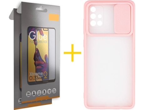 Carcasa + 2 Protectores de Pantalla para Samsung Galaxy A71 SKYHE Rosa Pastel