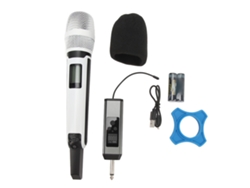 Microfone Sem Fio Uhf Metal Com Redução De Ruído Dinâmico Cardióide Para Karaokê Streaming Canto Branco