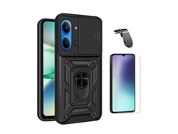Kit De Cristal Templado Cleargorilasglass Funda De Ventana Militar Montaje L Para Xiaomi Poco C85 - Negro