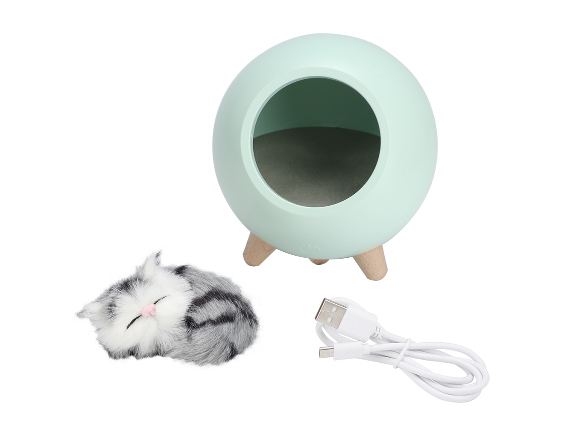 2026-lámpara De Noche Led Gatito Cuto Hogar Mascota Lámpara De Ambiente Luz Dormitorio Verde