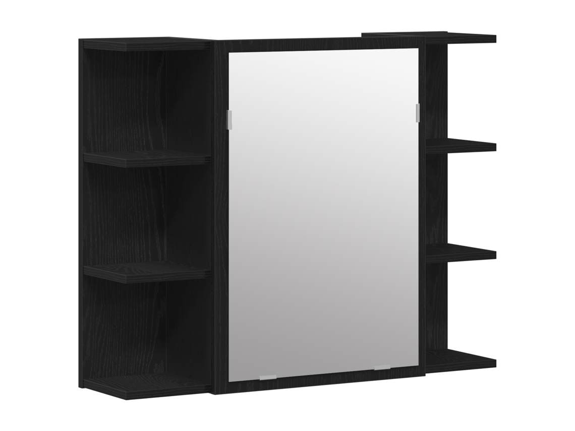 Unidad De Tocador De Baño Compacta, Montada En La Pared Vidaxl Negro Madera Maciza De Roble