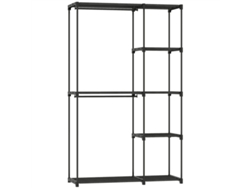 Armario De Tela Con Barra Para Ropa Y Estantes, Apto Para Dormitorio O Vestidor.