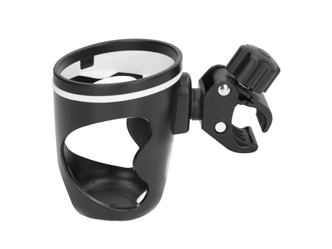 Portavasos Universal Para Cochecito De Bebé, Ajustable, Giratorio 360°, Plástico Abs, Negro.