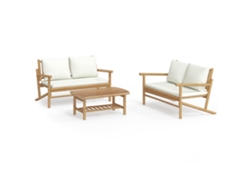 Maison Exclusive - Set De Muebles De Jardín 3 Piezas Bambú Y Cojines Blanco Crema