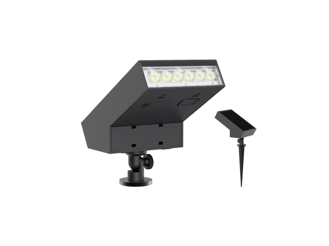 Foco solar LED para jardín IP65 de 500 lm con sensor de luz máxima y crepuscular - 3000k
