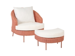 Silla con reposapiés BELIANI Arcille de Ratán sintético Rosa 80x151x80