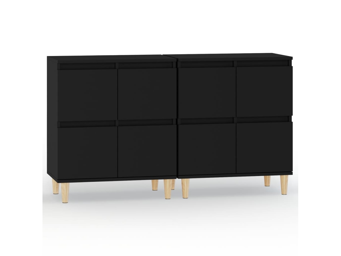 Maison Exclusive - Aparadores 2 Uds Madera Contrachapada Negro 60x35x70 Cm