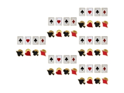 6 Conjuntos De Broches, Formato Coração, Espadas, A E Ameixa(padrão De Cartas De Baralho)