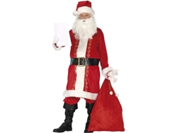 Disfraz de Papá Noel rojo tradicional con gorro para hombre