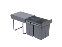 Cubo de reciclaje de 40 litros con 3 compartimentos, 48 x 34,2 x 41,8 cm, color gris.