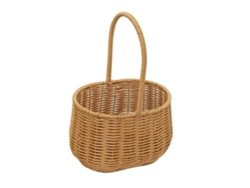 2026-cesta Tejida Portátil Con Asa De Ratán Pp Para Frutas Verduras Regalos 19.5x15x29cm