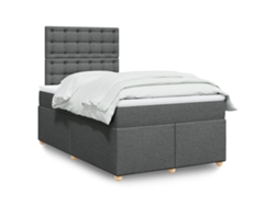 Cama Box Spring Con Colchón Tela Gris Oscuro 120x190 Cm