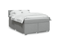 Cama Box Spring Con Colchón Tela Gris Claro 160x200 Cm