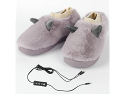 Calentador de pies eléctrico, pantuflas de felpa calefactables con alimentación USB y 3 ajustes de temperatura Cuich (morado, 38 39)