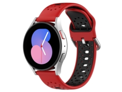 Bracelete Para Samsung Galaxy Watch 4 Classic (46mm) - Silicone Respirável Duas Cores (20mm) - Vermelho + Preto