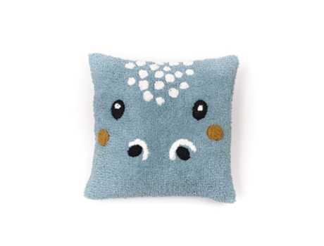 Cojín con relleno infantil diseño animals, tejido tufted de algodón. M/Hipopótamo 40x40cm MEVAK LIVING