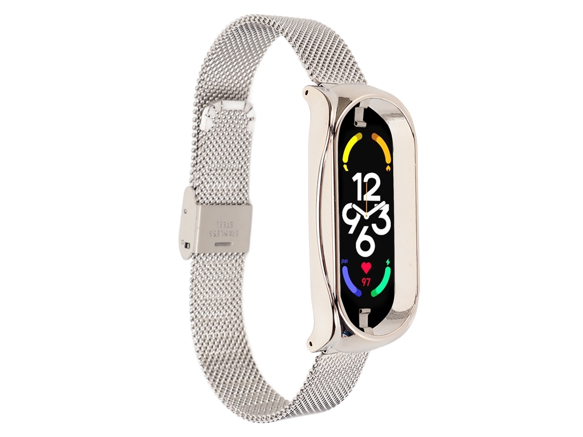 Pulsera De Malla De Acero Inoxidable Para Mi Band 7 - Elegante, Transpirable Y Flexible - Plateada