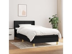 Cama Box Spring Con Colchón Tela Negro 80x200 Cm