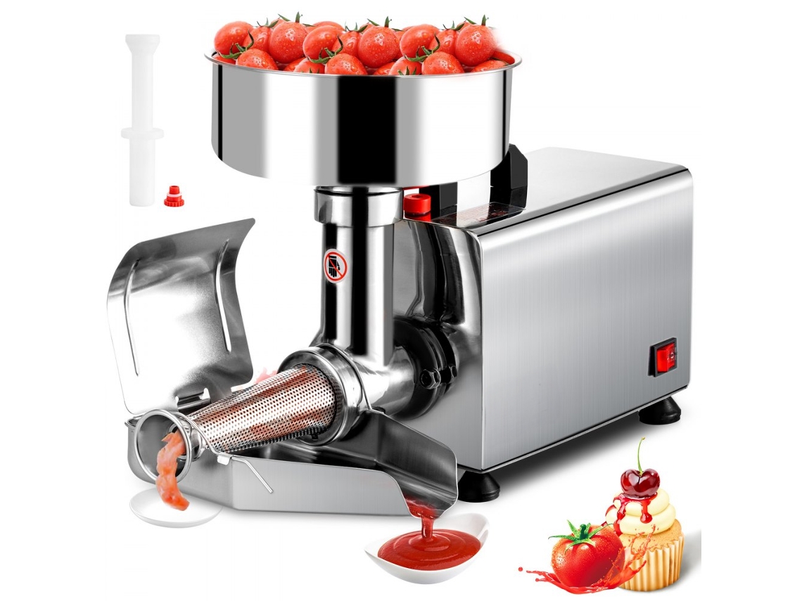 Exprimidor de tomate eléctrico de acero inoxidable de 370 W para salsas y purés caseros Tekmaquinas