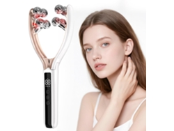 Dispositivo Facial Ems Rf Con Luz Roja Y Azul Y Masaje De 8 Rodillos (blanco)