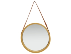 Espejo De Pared Con Correa Dorado 50 Cm