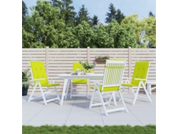 Cojín Silla De Jardín Respaldo Alto 4 Uds Tela Verde 120x50x3cm