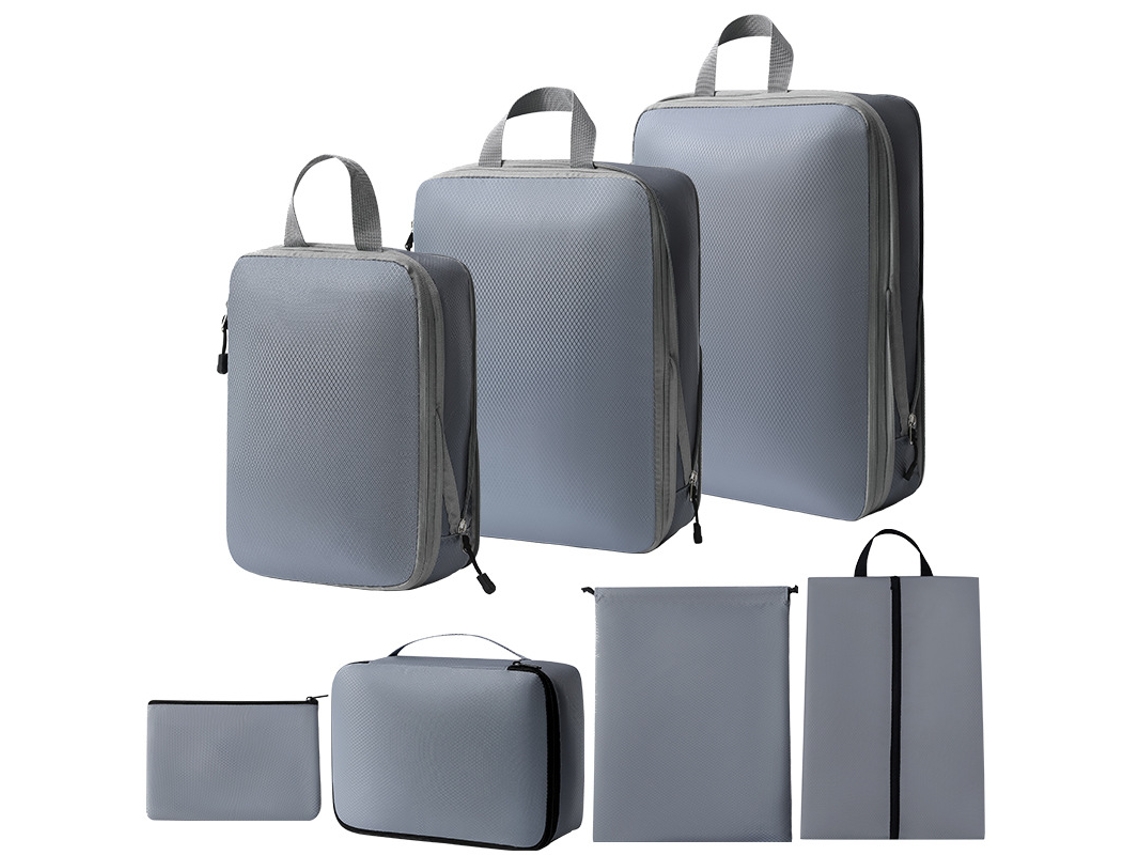 Bolsa de almacenamiento de compresión, juego de 7 piezas, bolsa de viaje ligera, color gris Siurn