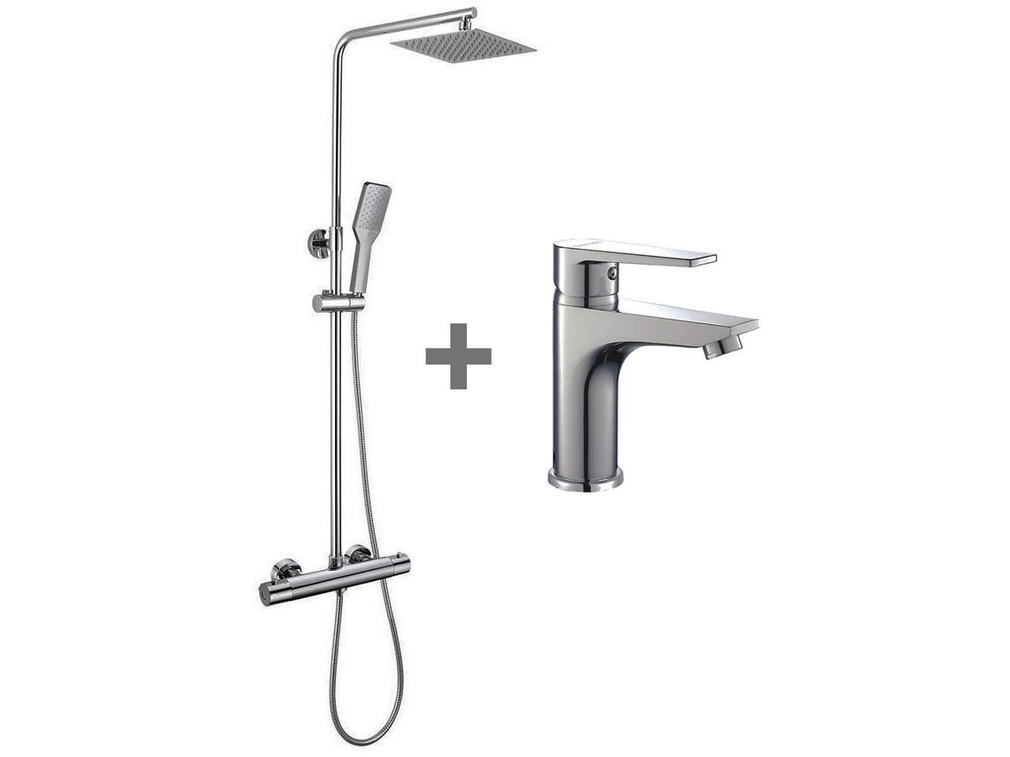 Kibath Pack Termostático Den Columna Y Grifo Acabado Cromo Brillo Fabricado En Latón