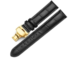 Correa De Repuesto Para Reloj, Clásica De Piel Sintética Con Hebilla De Acero Negro, 19 Mm